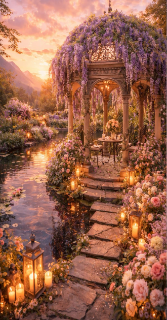 Candlelit Floral Dinner Background