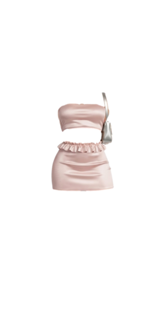 Satin Ruffle Two-Piece Set