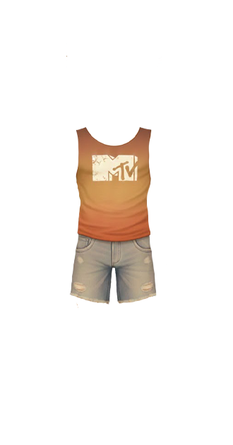 Orange MTV Tank & Jean Shorts