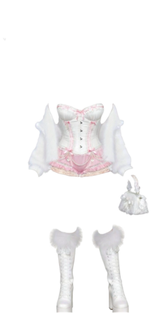 Pastel Pink Coquette With Fuzzy Jacket Set