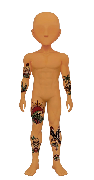 Traditional Tattoo Male Skin - Partial Coverage