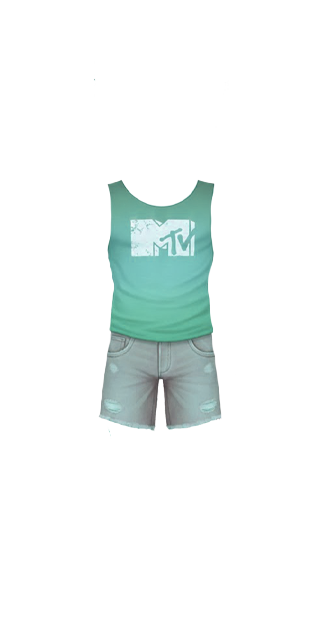 Teal MTV Tank & Jean Shorts