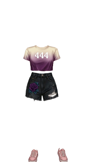 444 Crop Top & Flower Denim Shorts
