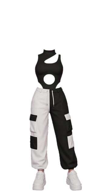 Monochrome Cut-out Techwear Outfit