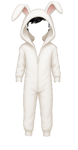 Bunny Onesie with Black Nest Hair