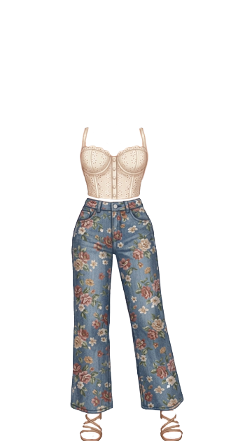 floral jeans