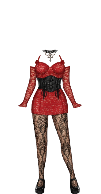 Red Gothic Lace Outfit: