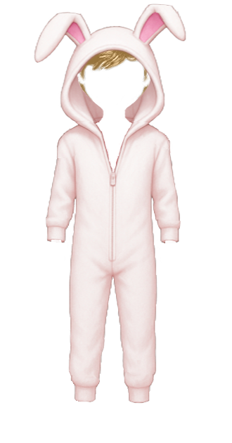 Pink Bunny Onesie with Blonde Nest Hair