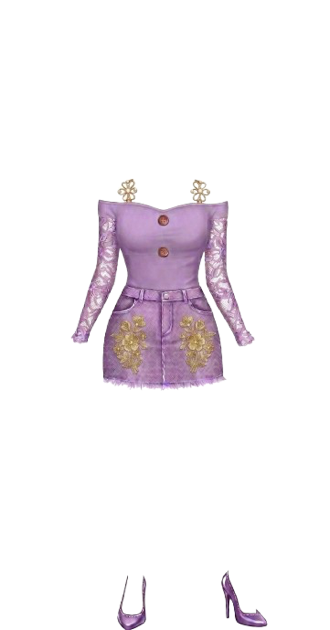 Purple Fiit with gold flowers