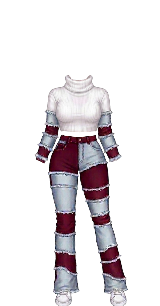 Justini Turtleneck Patchwork Blue/Red