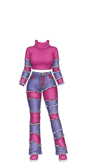 Pink Patchwork Turtleneck