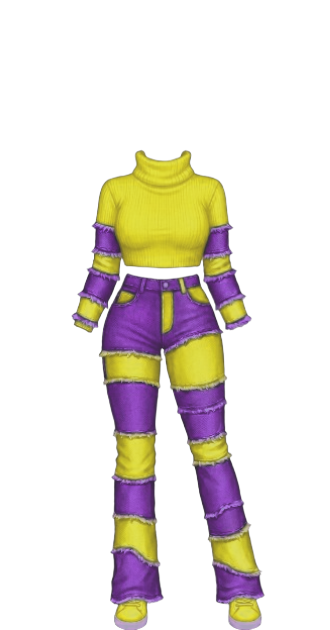 Yel/Purp Patchwork Turtleneck