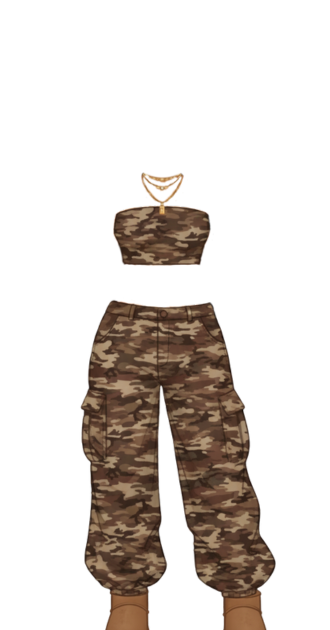 Camouflage Cargo Pants Set