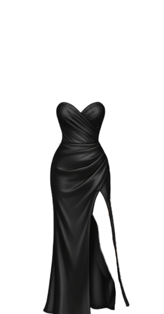 Black Ruched Slit Gown