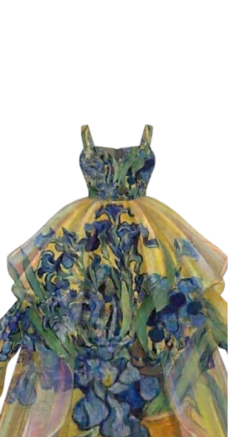 Vase With Irises Against Yellow Background- Van Gogh Inspired-