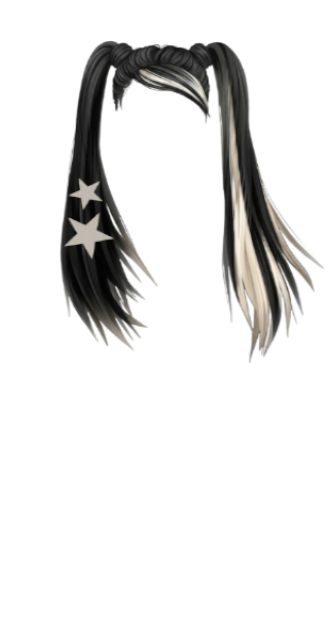 Black & Blonde Star Swept Pigtails