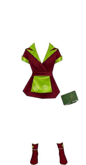 red and green waiter outfit