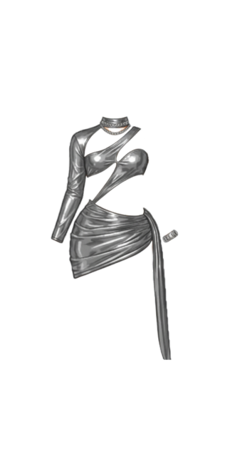 Metallic Silver Cutout Mini Dress
