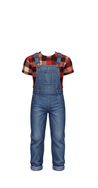 Flannel T-Shirt with Overalls