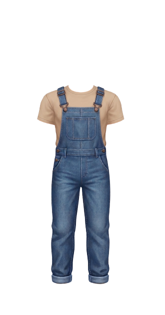 Light Brown T-Shirt with Overalls