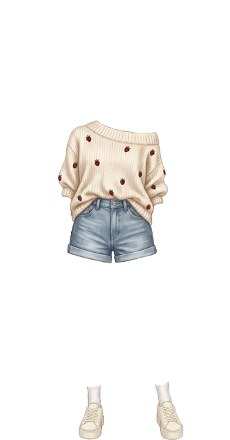 strawberry off the shoulder outfit