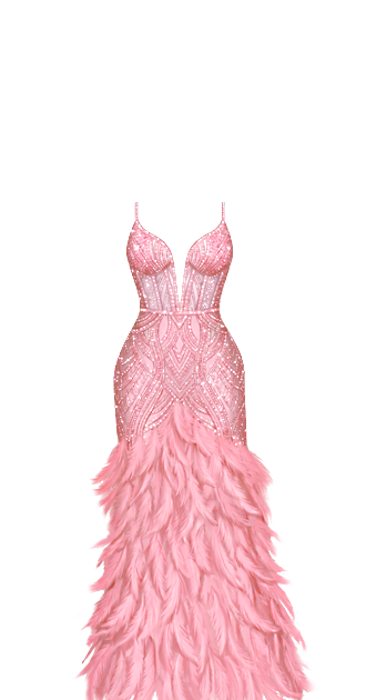 Feather Mermaid Gown (Pink)