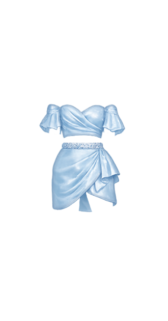 Blue Satin Two-Piece