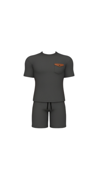 Ribbed Knit T-shirt and Shorts Set