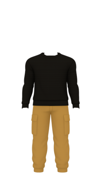 Mens Black Crewneck sweater with Khaki Cargo pants
