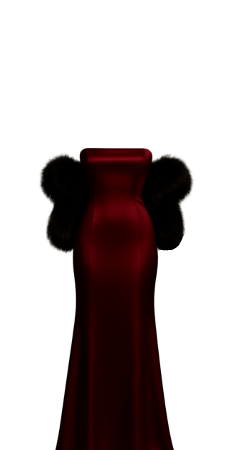 Red dress and black boa