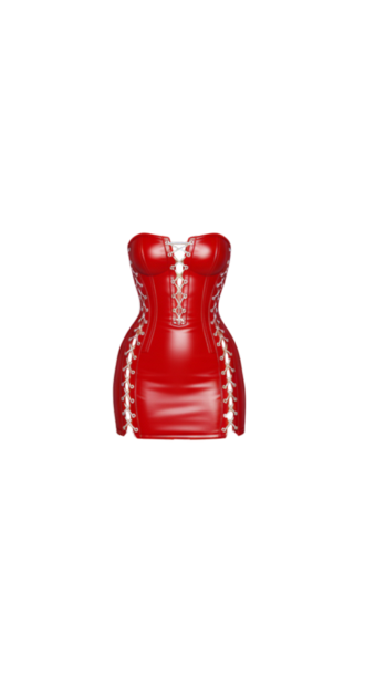 Red Lace-Up Corset Dress