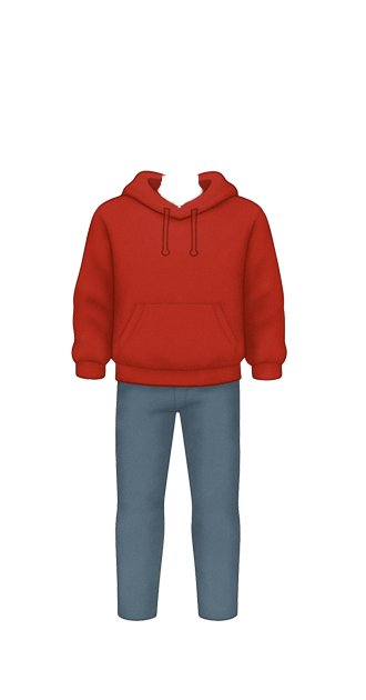 Red Hoodiew/ Jeans