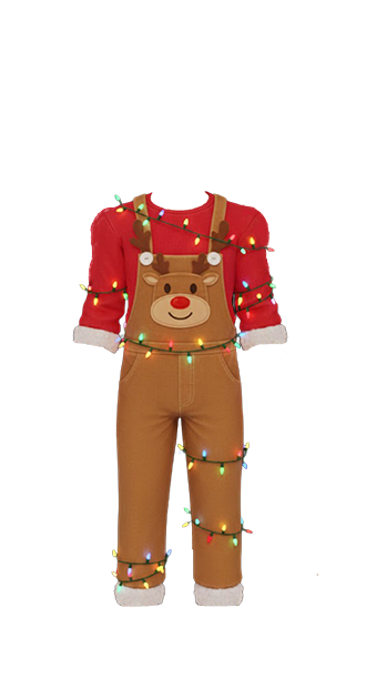 Reindeer Overalls w/ Christmas Lights
