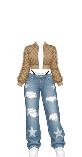 Cropped Bomber & Baggy Jeans