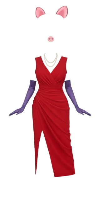 Miss Piggy Flaming Red Gown