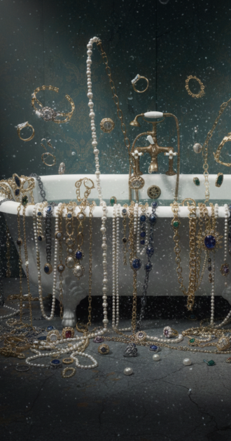 Jewels Float in the bathroom
