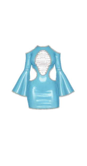 Latex Bodycon Dress - Blue