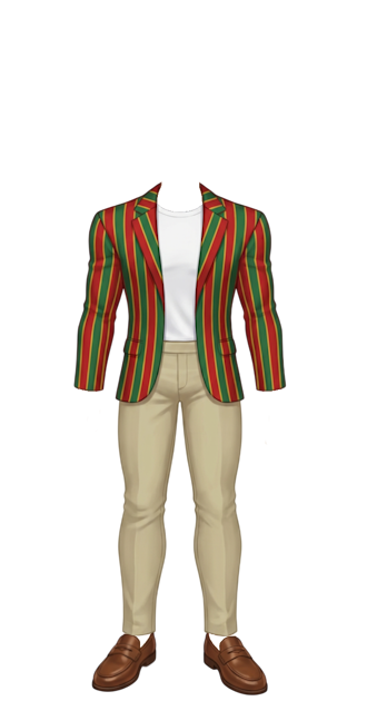 Red Green Striped Suit