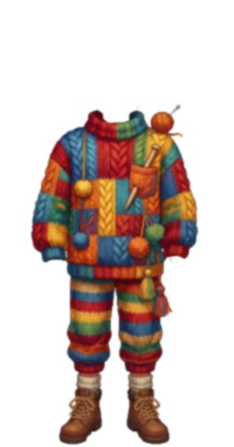 Male Multi Colored Knitted Outfit