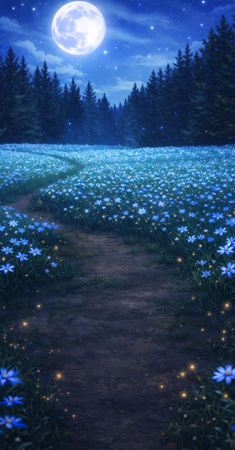Moonlit Blue Flowers
