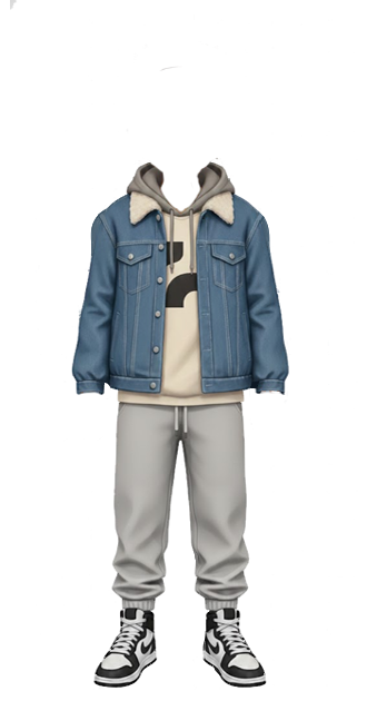 denim hoodie with sweatpants