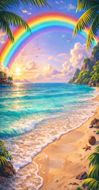 Beach rainbow background