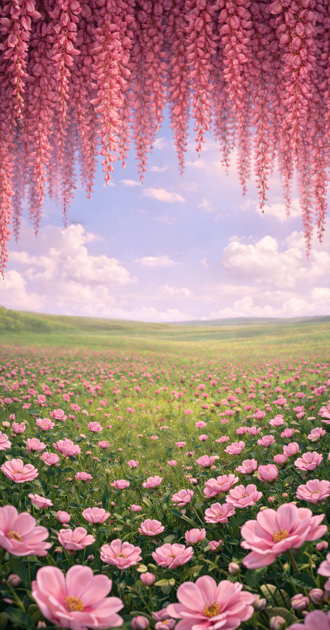 Field of Pink Flowers BG