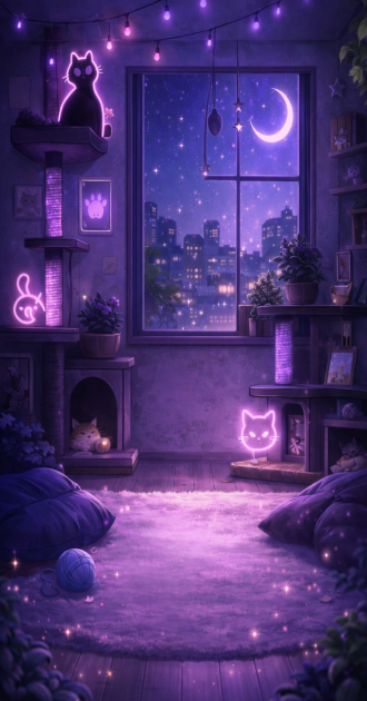 Purple Neon Kitty Post