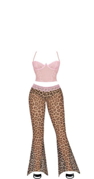 Sheer Leopard Lounge Set With Pink Top